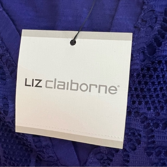 NWT-Liz Claiborne Sleeveless Purple Front Lace Tank Top - Picture 4 of 10